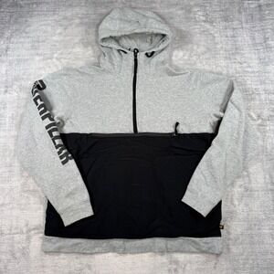 Caterpillar Sweatshirt Mens Large Gray Colorblock Sleeve Spellout Hoodie CAT